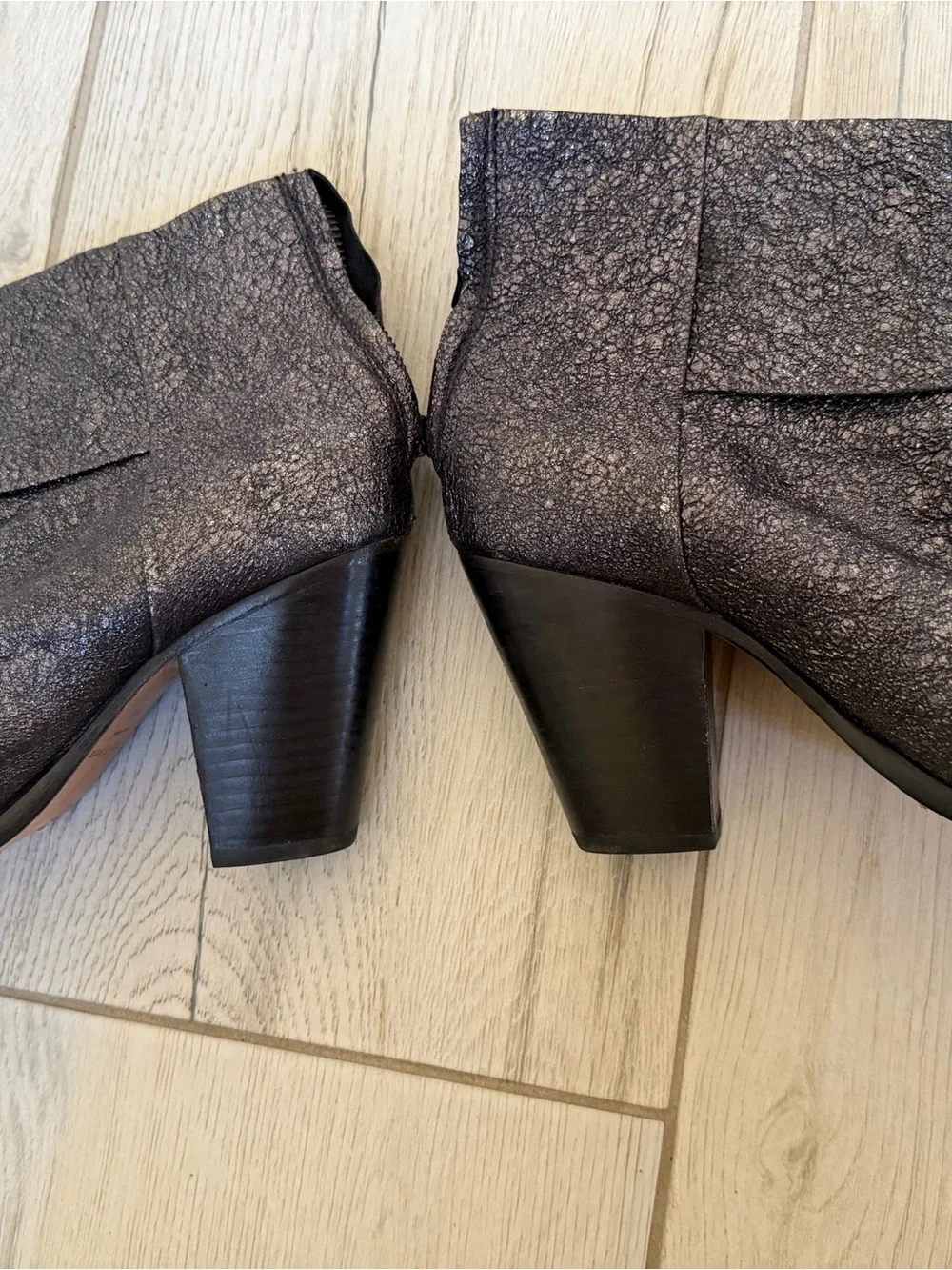 rag & bone Black Textured Metallic Ankle Boots
